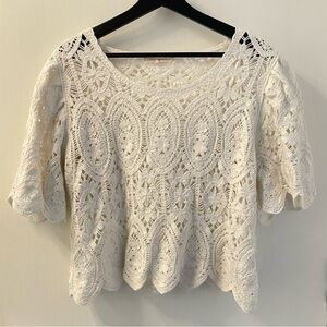 Vintage Bohemian White Laced Sheer Top